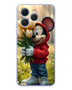 Чехол для TECNO Spark 40 с картинкой «Микки с тюльпанами» Чехол для TECNO Spark 40 с картинкой «Микки с тюльпанами»