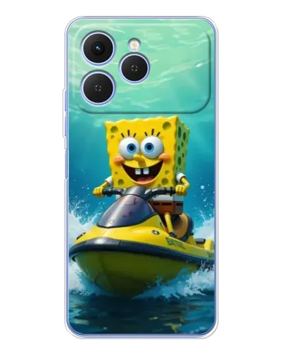 Чехол для TECNO Spark 40 с картинкой «Спанч Боб на гидроцикле»