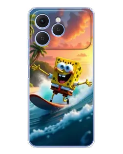 Чехол для TECNO Spark 40 с картинкой «Губка Боб серфингист»