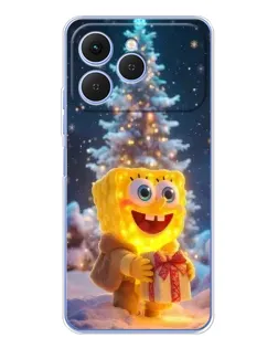 Чехол для TECNO Spark 40 с картинкой «Рождественский Спанч Боб»