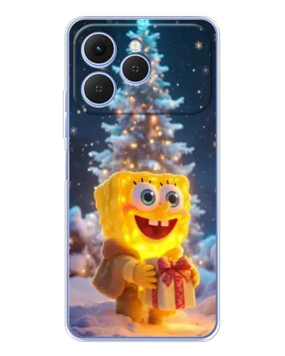 Чехол для TECNO Spark 40 с картинкой «Рождественский Спанч Боб»