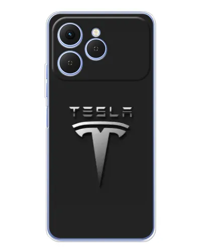 Чехол для TECNO Spark 40 с картинкой «Стальной логотип Tesla» Чехол для TECNO Spark 40 с картинкой «Стальной логотип Tesla»