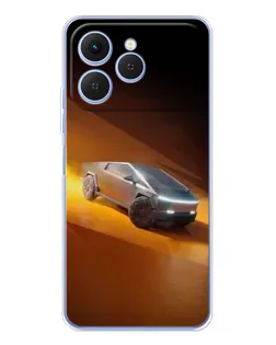 Чехол для TECNO Spark 40 с картинкой «Cybertruck в пустыне»