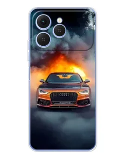 Чехол для TECNO Spark 40 с картинкой «Audi в огненном дыму» Чехол для TECNO Spark 40 с картинкой «Audi в огненном дыму»
