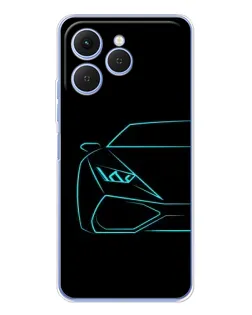 Чохол для TECNO Spark 40 з картинкою «Блакитний силует Lamborghini»