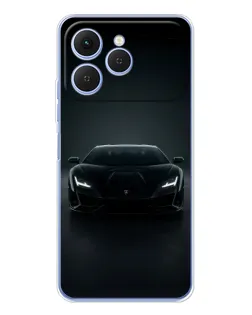 Чохол для TECNO Spark 40 з картинкою «Чорний Lamborghini Aventador»