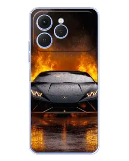 Чохол для TECNO Spark 40 з картинкою «Lamborghini у вогні»