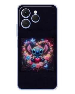 Чохол для TECNO Spark 40 з картинкою «Stitch у квітах»