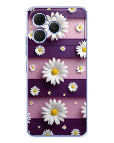 Чехол для TECNO Spark 40 с картинкой «Ромашки на фиолетовом» Чехол для TECNO Spark 40 с картинкой «Ромашки на фиолетовом»