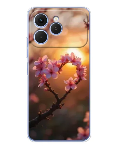Чехол для TECNO Spark 40 с картинкой «Розовый цвет сердце на фоне заката» Чехол для TECNO Spark 40 с картинкой «Розовый цвет сердце на фоне заката»