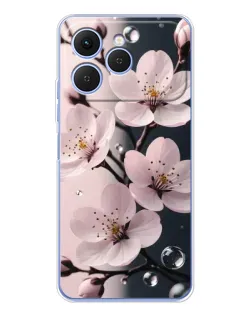 Чехол для TECNO Spark 40 с картинкой «Нежная сакура и капли» Чехол для TECNO Spark 40 с картинкой «Нежная сакура и капли»