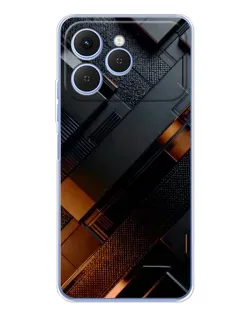 Чохол для TECNO Spark 40 з картинкою «Чорні геометричні блоки»