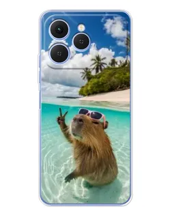 Чехол для TECNO Spark 40 с картинкой «Капибара на море»
