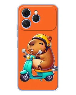 Чехол для TECNO Spark 40 с картинкой «Капибара на скутере»