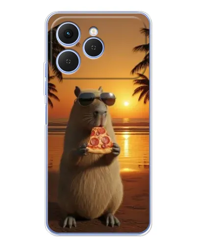 Чехол для TECNO Spark 40 с картинкой «Капибара с пиццей»