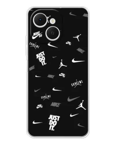 Чехол для TECNO Spark 40C с картинкой «Nike Black Pattern»