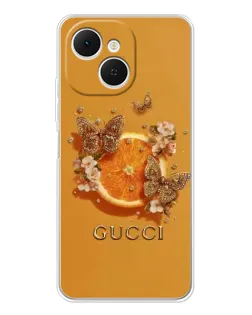 Чехол для TECNO Spark 40C с картинкой «Gucci — золотые бабочки»