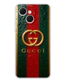 Чехол для TECNO Spark 40C с картинкой «Gucci — фирменная полоса и золото»