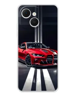 Чехол для TECNO Spark 40C с картинкой «Красная BMW на дороге»