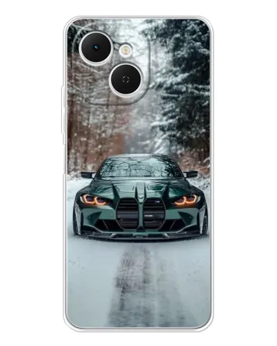 Чехол для TECNO Spark 40C с картинкой «BMW в зимнем лесу»
