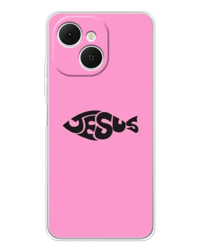 Чехол для TECNO Spark 40C с картинкой «Розовый символ  Jesus»