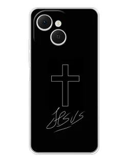 Чехол для TECNO Spark 40C с картинкой «Графический крест Jesus»