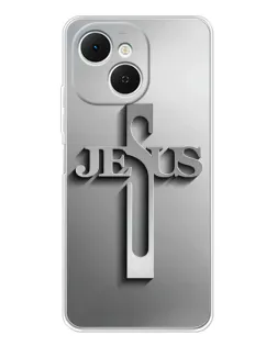 Чехол для TECNO Spark 40C с картинкой «Металлический крест Jesus»