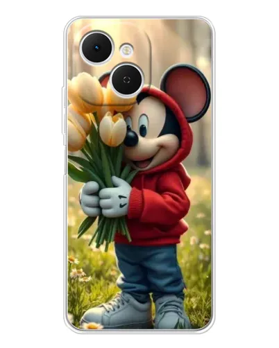 Чехол для TECNO Spark 40C с картинкой «Микки с тюльпанами»