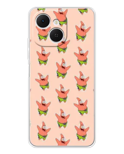 Чехол для TECNO Spark 40C с картинкой «Патрик Стар паттерн»