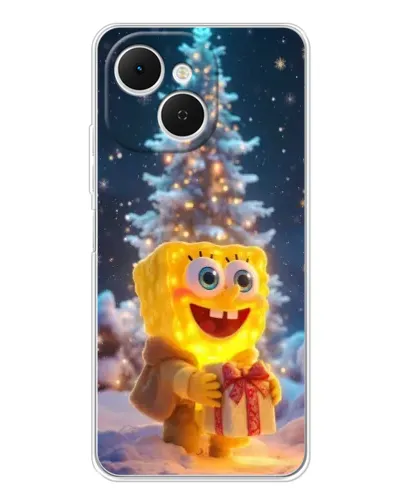 Чехол для TECNO Spark 40C с картинкой «Рождественский Спанч Боб»