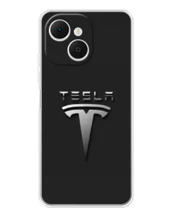 Чехол для TECNO Spark 40C с картинкой «Стальной логотип Tesla»