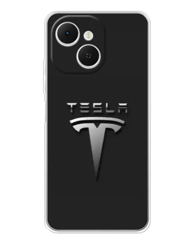 Чехол для TECNO Spark 40C с картинкой «Стальной логотип Tesla»