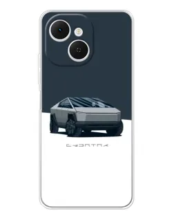 Чехол для TECNO Spark 40C с картинкой «Серебристый Cybertruck Tesla»