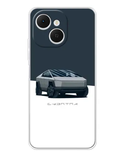 Чехол для TECNO Spark 40C с картинкой «Серебристый Cybertruck Tesla»