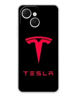 Чехол для TECNO Spark 40C с картинкой «Tesla Red Logo»