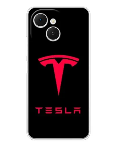 Чехол для TECNO Spark 40C с картинкой «Tesla Red Logo»