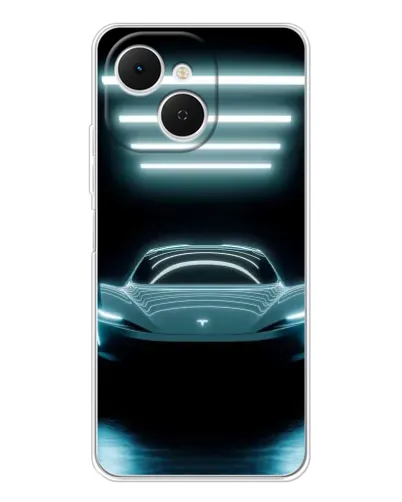 Чехол для TECNO Spark 40C с картинкой «Tesla в неоне»