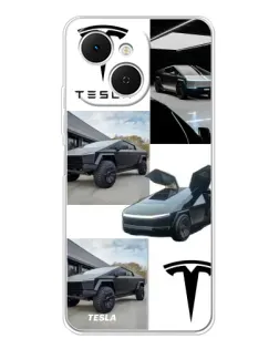 Чехол для TECNO Spark 40C с картинкой «Коллаж Cybertruck Tesla»