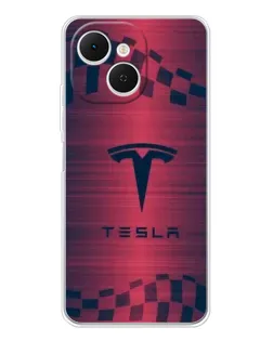 Чехол для TECNO Spark 40C с картинкой «Тесла красный карбон»