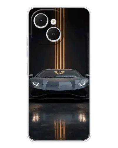 Чехол для TECNO Spark 40C с картинкой «Lamborghini золотые линии»