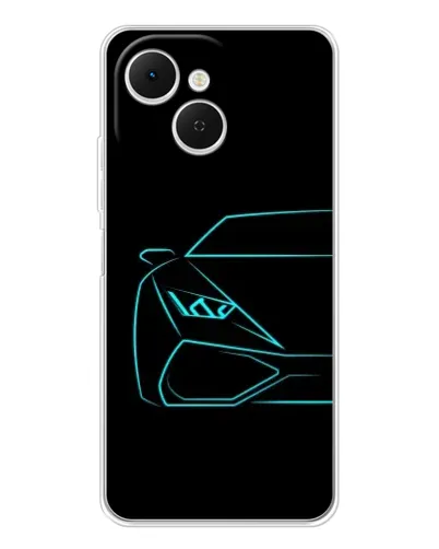 Чехол для TECNO Spark 40C с картинкой «Голубой силуэт Lamborghini»