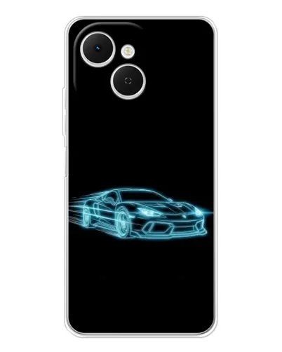 Чехол для TECNO Spark 40C с картинкой «Неоновый контур Lamborghini»