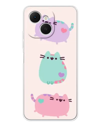 Чохол для TECNO Spark 40C з картинкою «Pusheen тріо»