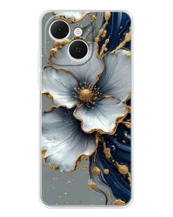 Чехол для TECNO Spark 40C с картинкой «Белый цветок и золотой флюид» Чехол для TECNO Spark 40C с картинкой «Белый цветок и золотой флюид»