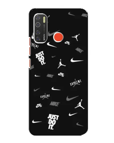 Чехол для TECNO Spark 5 с картинкой «Nike Black Pattern»
