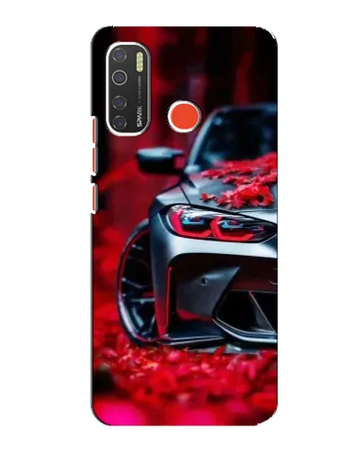 Чохол для TECNO Spark 5 з картинкою «Спортивна BMW та квіти»