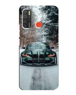 Чохол для TECNO Spark 5 з картинкою «BMW у зимовому лісі»