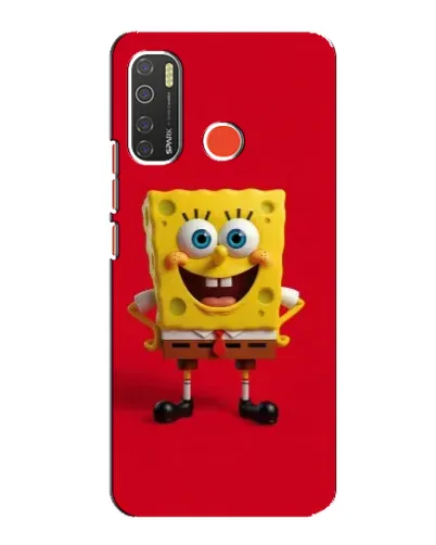 Чехол для TECNO Spark 5 с картинкой «Спанч Боб на красном»