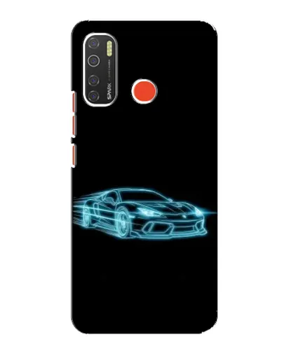 Чехол для TECNO Spark 5 с картинкой «Неоновый контур Lamborghini»