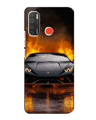 Чехол для TECNO Spark 5 с картинкой «Lamborghini в огне»